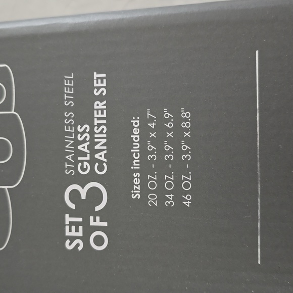 BNIB HOST PICK. Tahari Home Set of 3 Stainless Steel Glass Canister Set - Picture 3 of 4